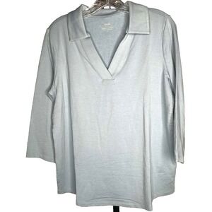 zuda Women's Top blouse Z-Cool‎ Polo light blue size small lagenlook minimalist